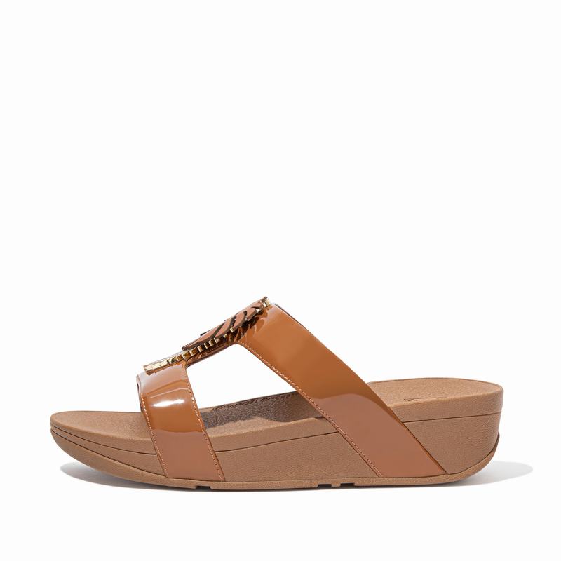 FitFlop Lottie Faux Leder HellBraun - FitFlop Pantoletten Damen Sale [MSVQ-13920]